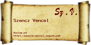 Szencz Vencel névjegykártya